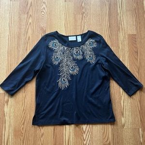 Alfred Dunner Peacock Feather Shirt, Medium